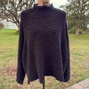 Free People Black Knit Oversized Sweater Mock Turtleneck Size Small